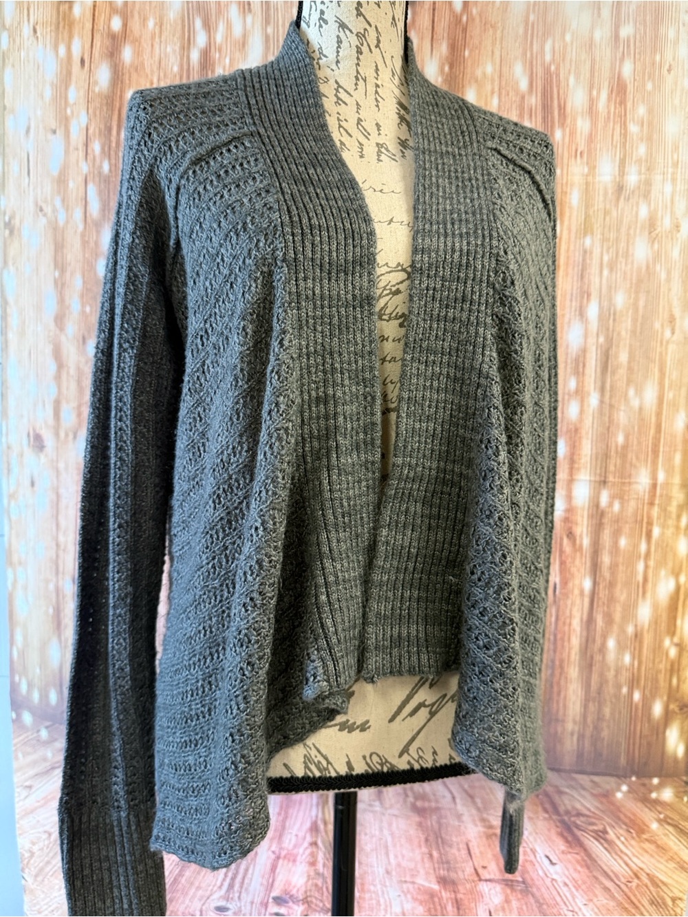 Sonoma Charcoal Gray Open-Front Knit Cardigan Sweater High-Low